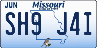 MO license plate SH9J4I