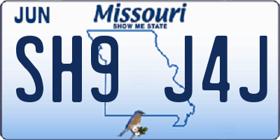 MO license plate SH9J4J