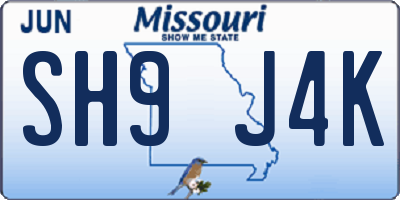 MO license plate SH9J4K