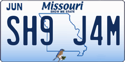 MO license plate SH9J4M