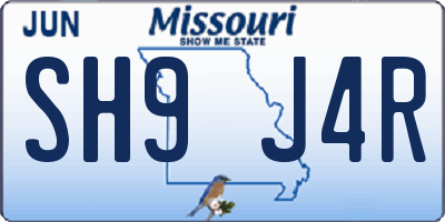 MO license plate SH9J4R