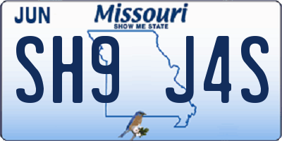 MO license plate SH9J4S