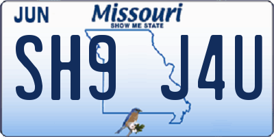 MO license plate SH9J4U