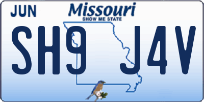 MO license plate SH9J4V