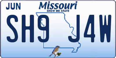 MO license plate SH9J4W