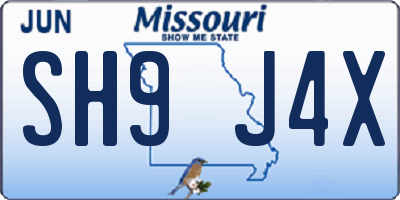 MO license plate SH9J4X