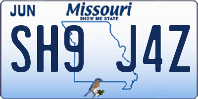 MO license plate SH9J4Z
