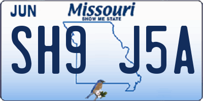 MO license plate SH9J5A