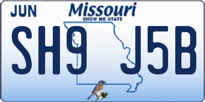 MO license plate SH9J5B