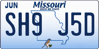 MO license plate SH9J5D