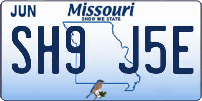 MO license plate SH9J5E