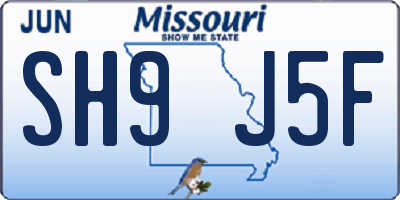 MO license plate SH9J5F