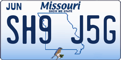 MO license plate SH9J5G