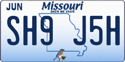MO license plate SH9J5H