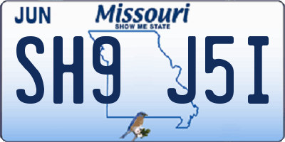 MO license plate SH9J5I