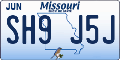 MO license plate SH9J5J