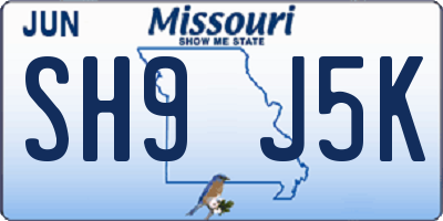 MO license plate SH9J5K
