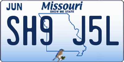 MO license plate SH9J5L