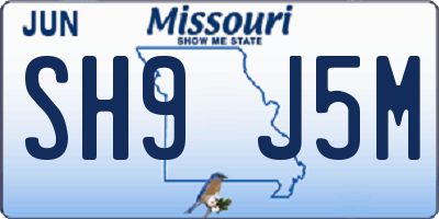 MO license plate SH9J5M