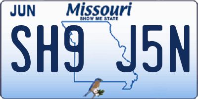 MO license plate SH9J5N