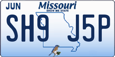 MO license plate SH9J5P