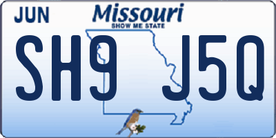 MO license plate SH9J5Q