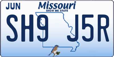 MO license plate SH9J5R