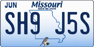 MO license plate SH9J5S