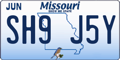 MO license plate SH9J5Y