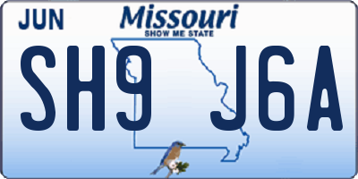 MO license plate SH9J6A