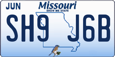 MO license plate SH9J6B