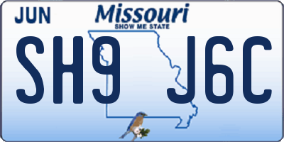 MO license plate SH9J6C