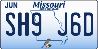 MO license plate SH9J6D