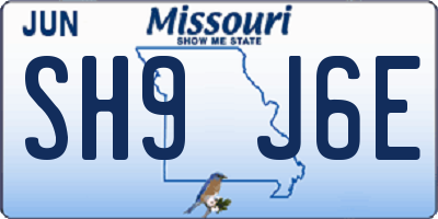 MO license plate SH9J6E