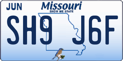 MO license plate SH9J6F