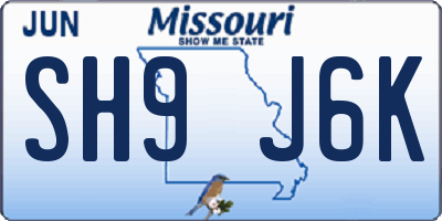MO license plate SH9J6K