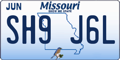 MO license plate SH9J6L