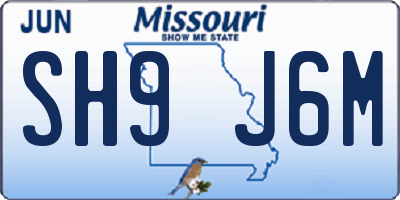 MO license plate SH9J6M