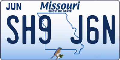 MO license plate SH9J6N