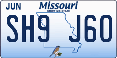 MO license plate SH9J6O