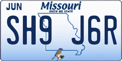 MO license plate SH9J6R