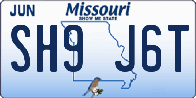 MO license plate SH9J6T