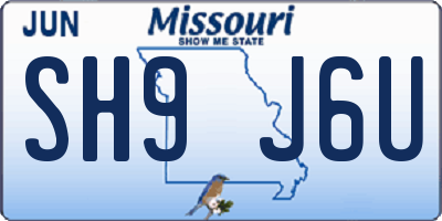 MO license plate SH9J6U