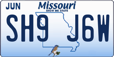 MO license plate SH9J6W