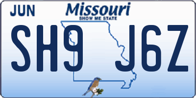 MO license plate SH9J6Z