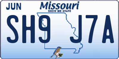 MO license plate SH9J7A