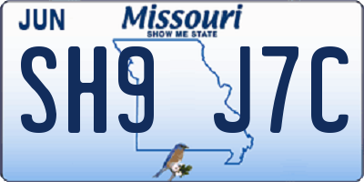 MO license plate SH9J7C