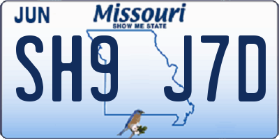 MO license plate SH9J7D