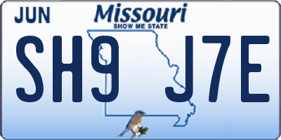 MO license plate SH9J7E