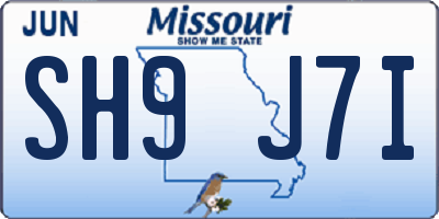 MO license plate SH9J7I